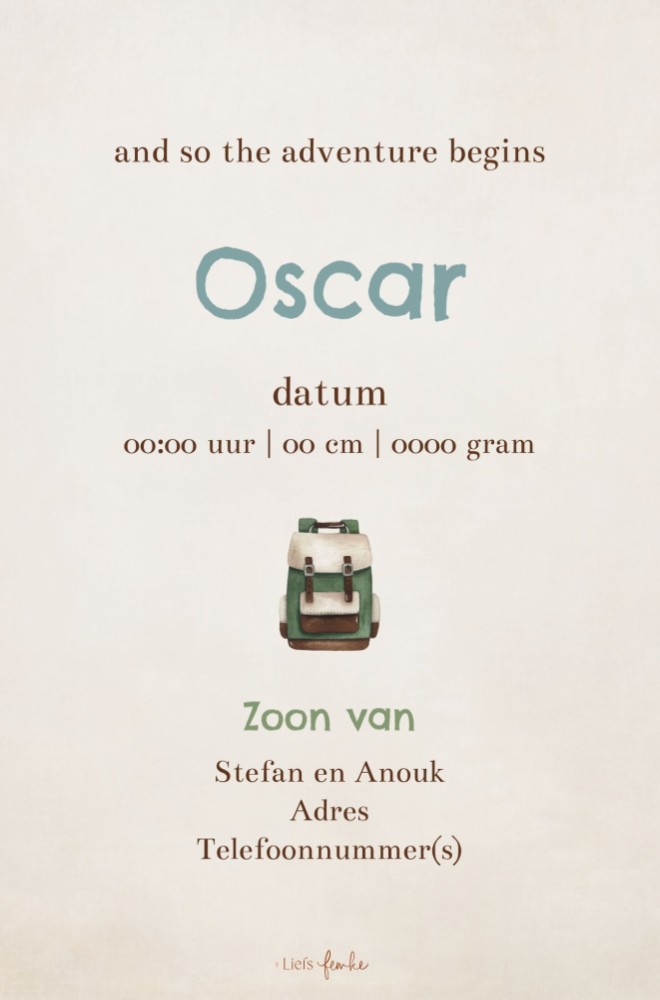 kaart achterzijde