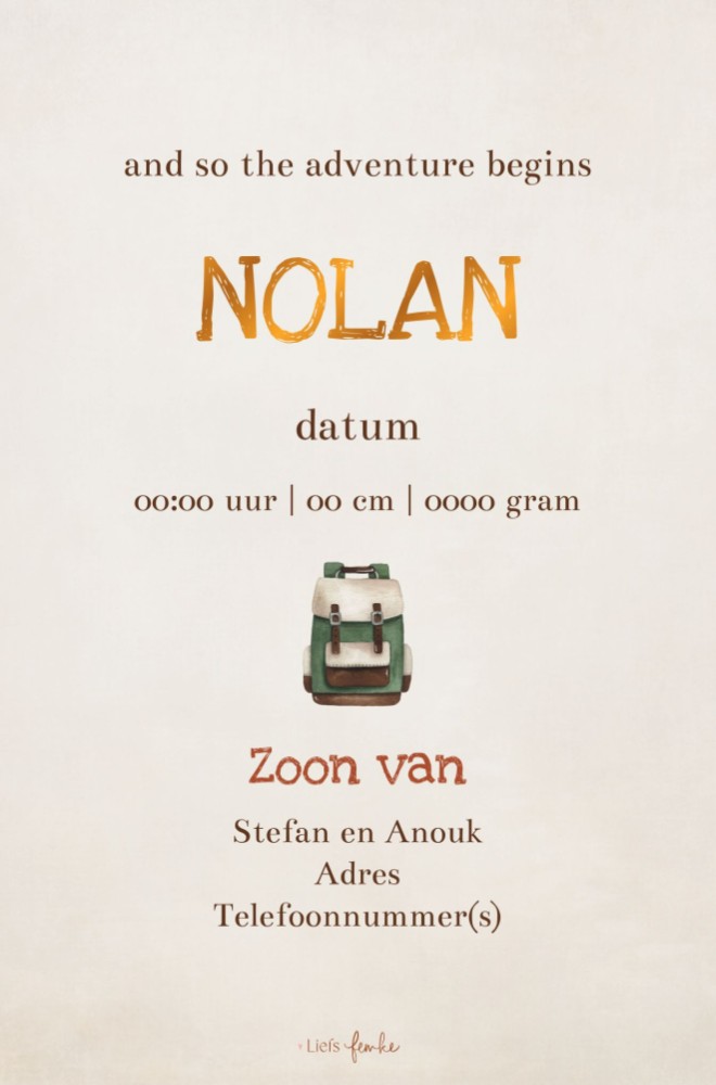 kaart achterzijde