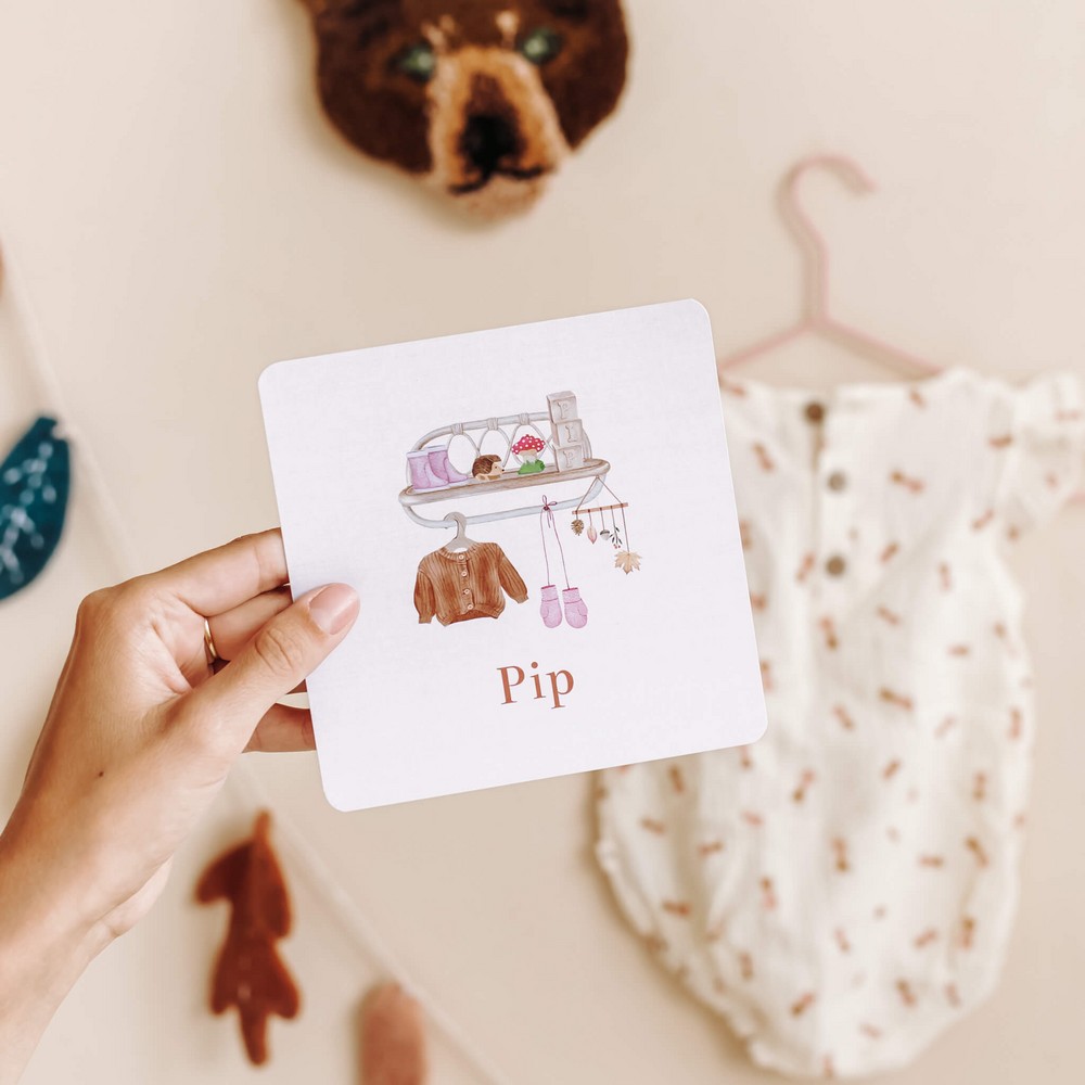 Geboortekaartje Pip - wandrekje met herfst elementen