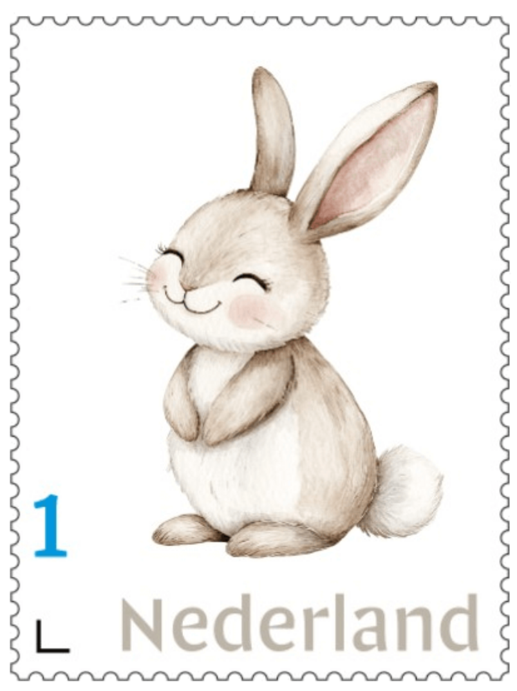 Postzegel met konijntje