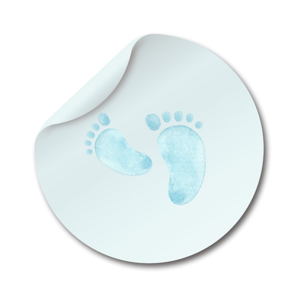 Sluitsticker babyvoetjes blauw